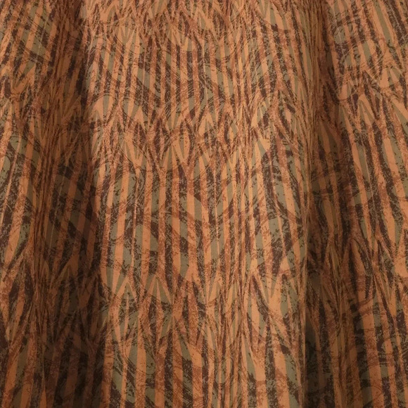 LIZ & CO Rust Brown Geometric Leaf Abstract Fall Skirt 100% Cotton, Lined, 10 - Picture 5 of 13